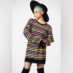 Killstar Unisex Goth Alt Punk Rainbow Warrior/Over The Rainbow Sweater Size M